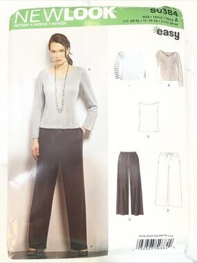 New Look Pattern S0384 6402 Easy Pants, Top Misses' Size XS-XL UNCUT